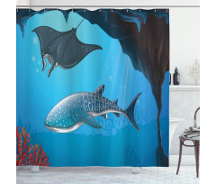Swimming Shark Ocean Shower Curtain