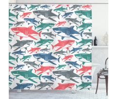 Colorful Shark Patterns Shower Curtain