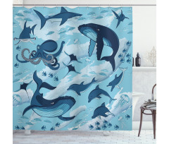 Dolphins Octopus Starfish Shower Curtain