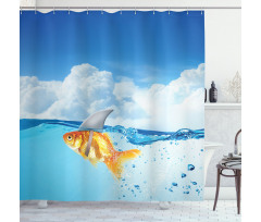Goldfish with Shark Fin Shower Curtain
