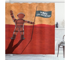 Mars Colonization Space Shower Curtain
