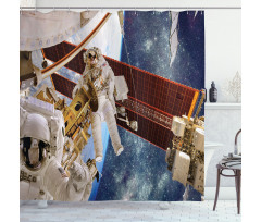 Space Station Planet Shower Curtain