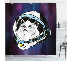 Kitten Astronaut Cosmic Shower Curtain