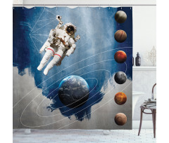 Astronaut Planets Space Shower Curtain