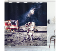 Moon Astronaut Space Shower Curtain