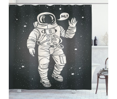 Cartoon Astronaut Space Shower Curtain