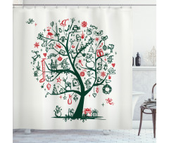 Tree Ornaments Gifts Shower Curtain