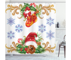Stocking Santa Hat Shower Curtain
