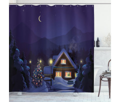 Winter Home and Tree Shower Curtain