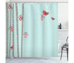 Red Bird Winter Shower Curtain