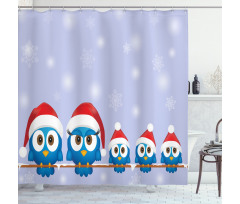 Fun Birds Santa Hats Shower Curtain