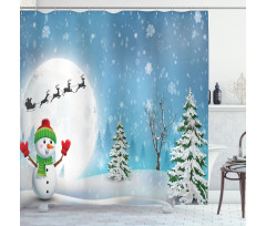 Jolly Snowman Santa Shower Curtain