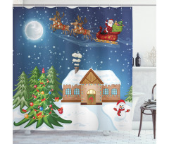 Santa with Rudolf Shower Curtain