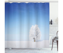 Alone Tree Snowy Field Shower Curtain