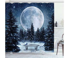 Moonlight Forest Bird Shower Curtain