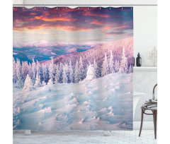 European Snowy Mountain Shower Curtain