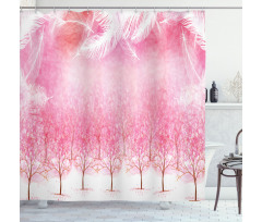 Cherry Trees Feathers Shower Curtain