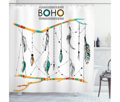 Retro Feathers Shower Curtain