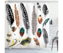 Bird Feather Retro Vibrant Shower Curtain