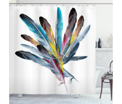 Colorful Feathers Old Pen Shower Curtain