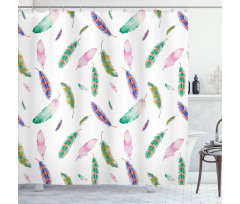 Pastel Colored Feathers Shower Curtain