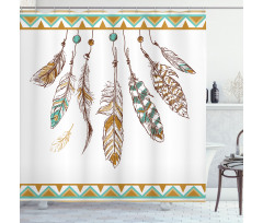 Boho Style Feather Old Shower Curtain