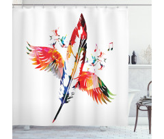 Feather with Wings Birds Shower Curtain