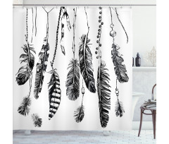 Hand Drawn Feather Shower Curtain