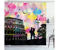 Couple  in Love at Colosseum Shower Curtain