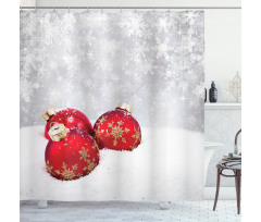 Baubles on Snowflake Shower Curtain