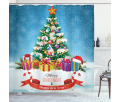 New Year Theme Boxes Shower Curtain