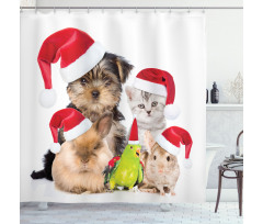 Christmas Theme Pets Shower Curtain
