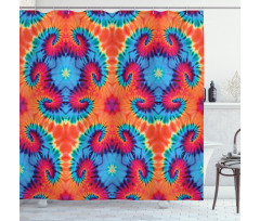Orange and Blue Motif Colorful Shower Curtain