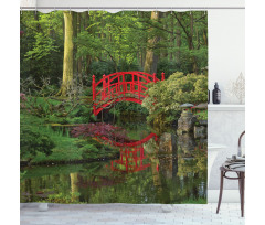 Chinese Bridge in a Forest Shower Curtain