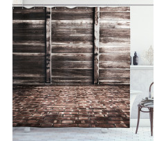Brick Floor Wooden Wall Shower Curtain