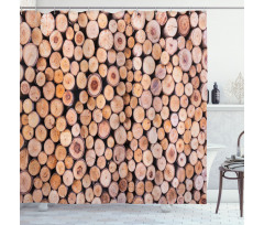 Wooden Lumber Tree Logs Shower Curtain