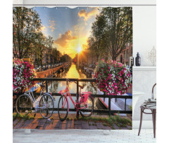 Holland Urban Bikes and Canal Shower Curtain