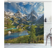 Snowy Mountain Lake Shower Curtain