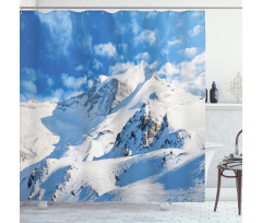 Snowy Mountain Ski Shower Curtain