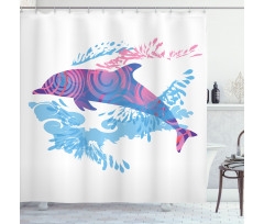 Cartoon Jumping Dolphin Shower Curtain