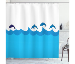 Dolphins on Waves Ocean Shower Curtain