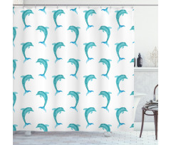 Jumping Dolphin Mammals Shower Curtain