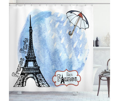 Watercolor Paris Shower Curtain