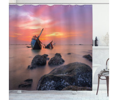 Foggy Water Sunset Shower Curtain