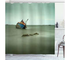 Abandoned Fishing Boat Shower Curtain