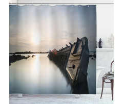 Sinking Boat Sunset Shower Curtain