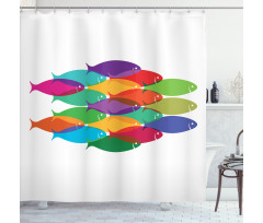 Colorful Shoal Artwork Shower Curtain