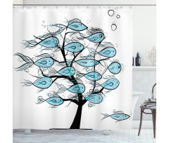 Sea Animals on Tree Theme Shower Curtain