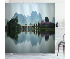 Japanese Lake View Shower Curtain