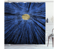 Full Moon in Woods Shower Curtain
